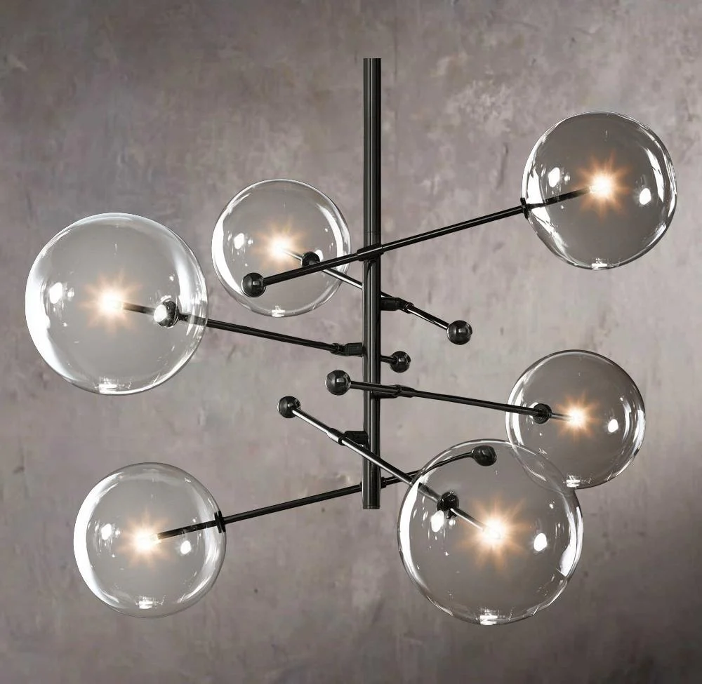 Glass Orb Hanging Mobile Six-Light Chandelier 55" - Image 3