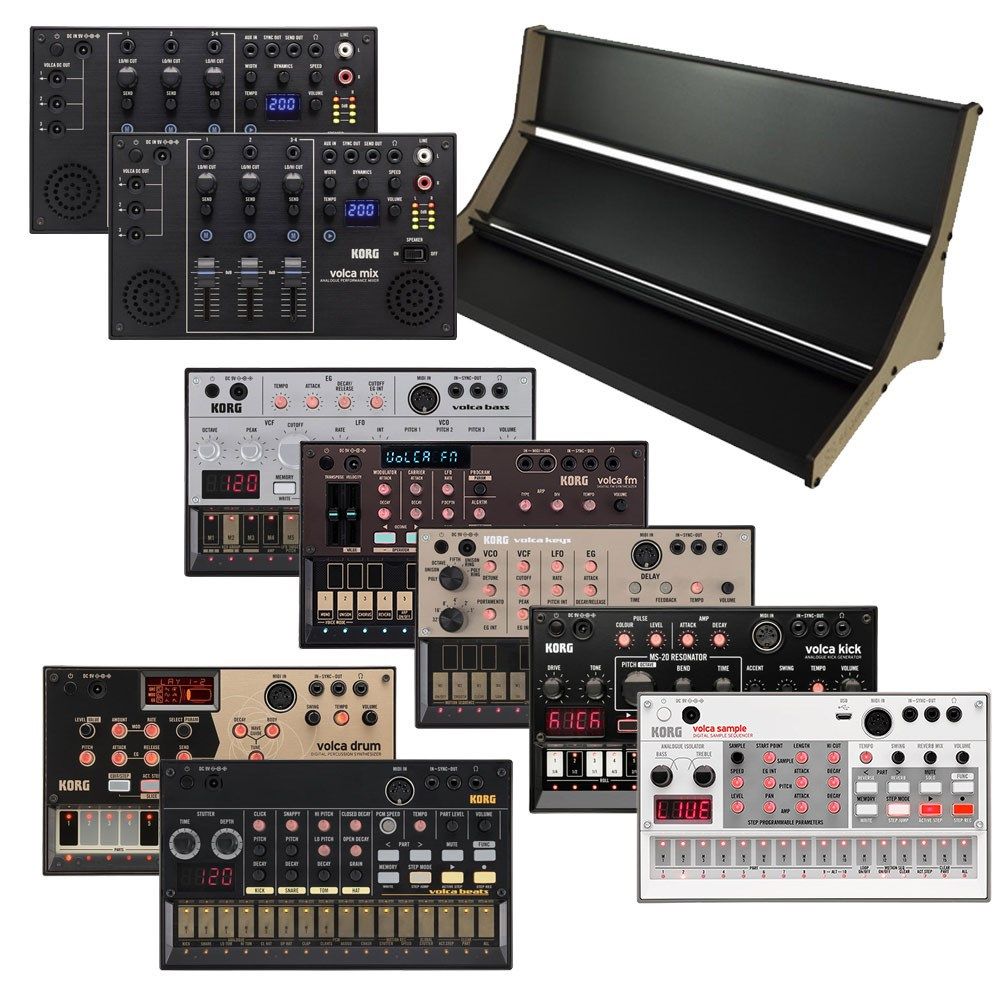 Korg Volca Ultimate Pack w/ Bass, Beats, Drum, FM2, Keys, Kick, Sample2, Mix (x2) & Rack - Image 1