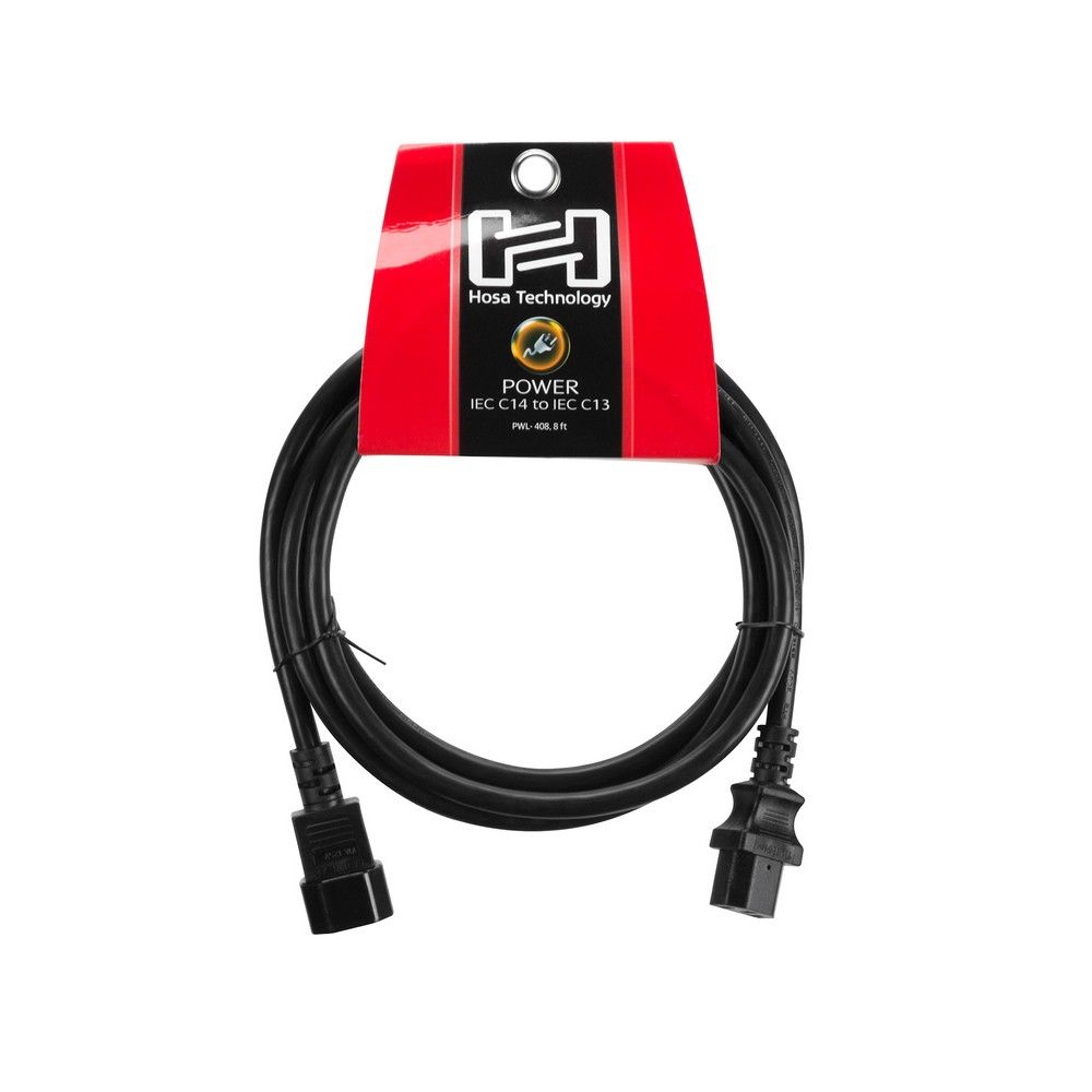 Hosa PWL408 Power Extension Cord IEC C14 to IEC C13 (8 ft) - Image 1