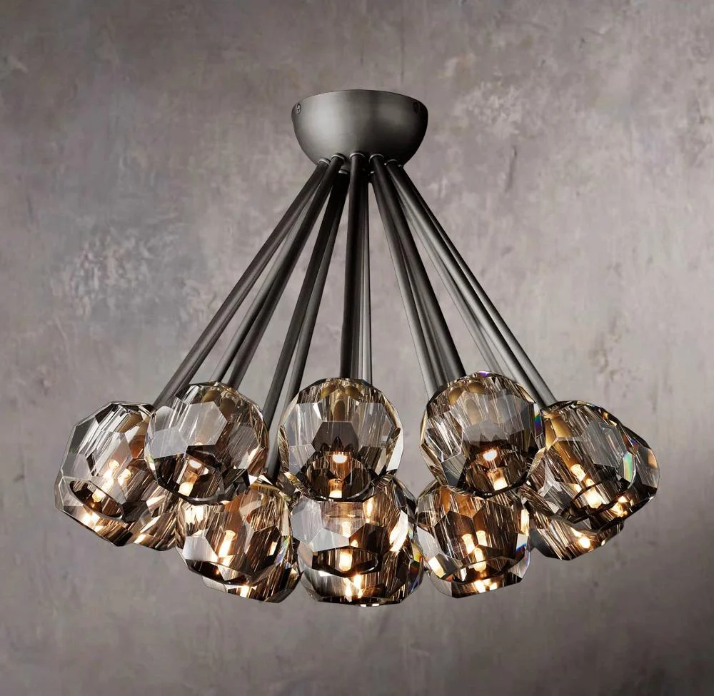 Crystal Orb Smoky Glass Flush Mount 24" - Image 3