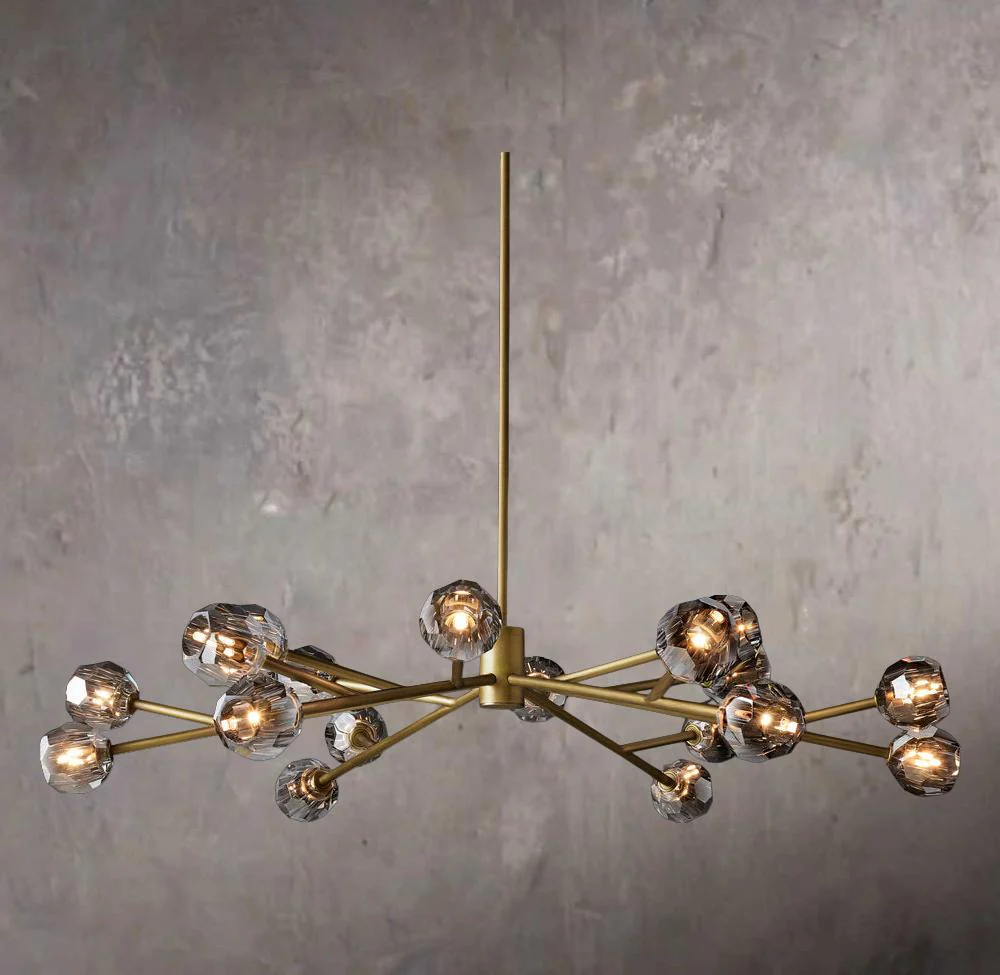Crystal Sphere Tinted Glass Circular Chandelier 60″