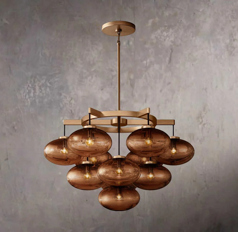 Cabretta Amber Glass Circular Chandelier 36″