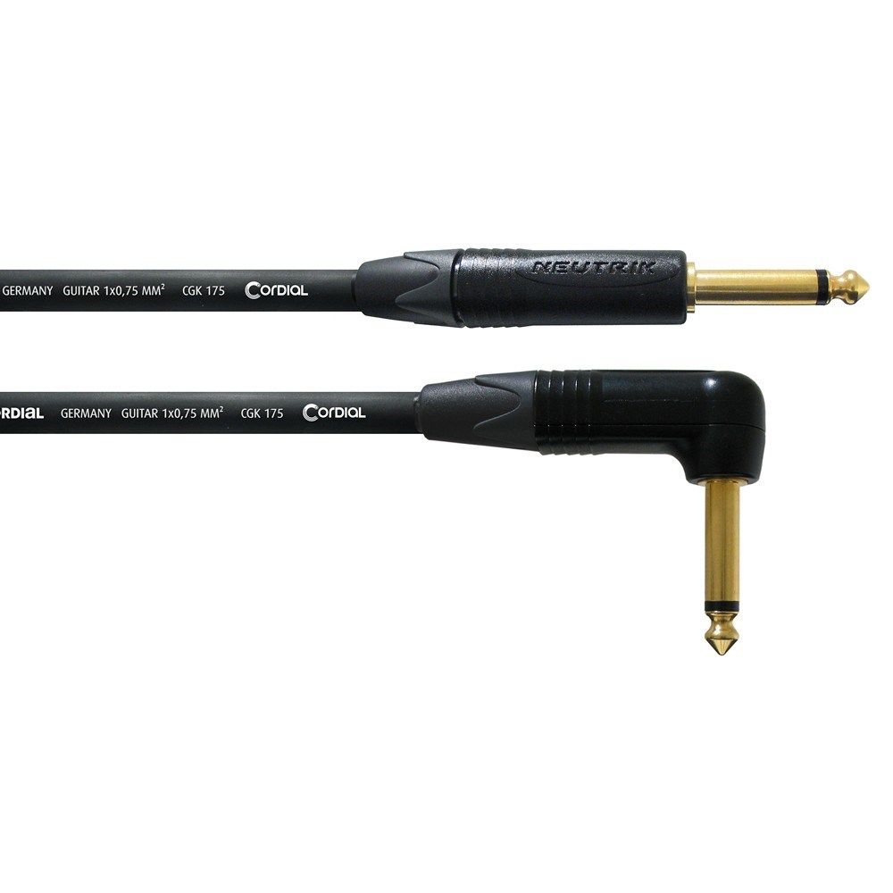 Cordial Peak NEUTRIK Plug 1/4" TS Black Gold to R-A 1/4" TS Black Gold Cable (9m) - Image 1