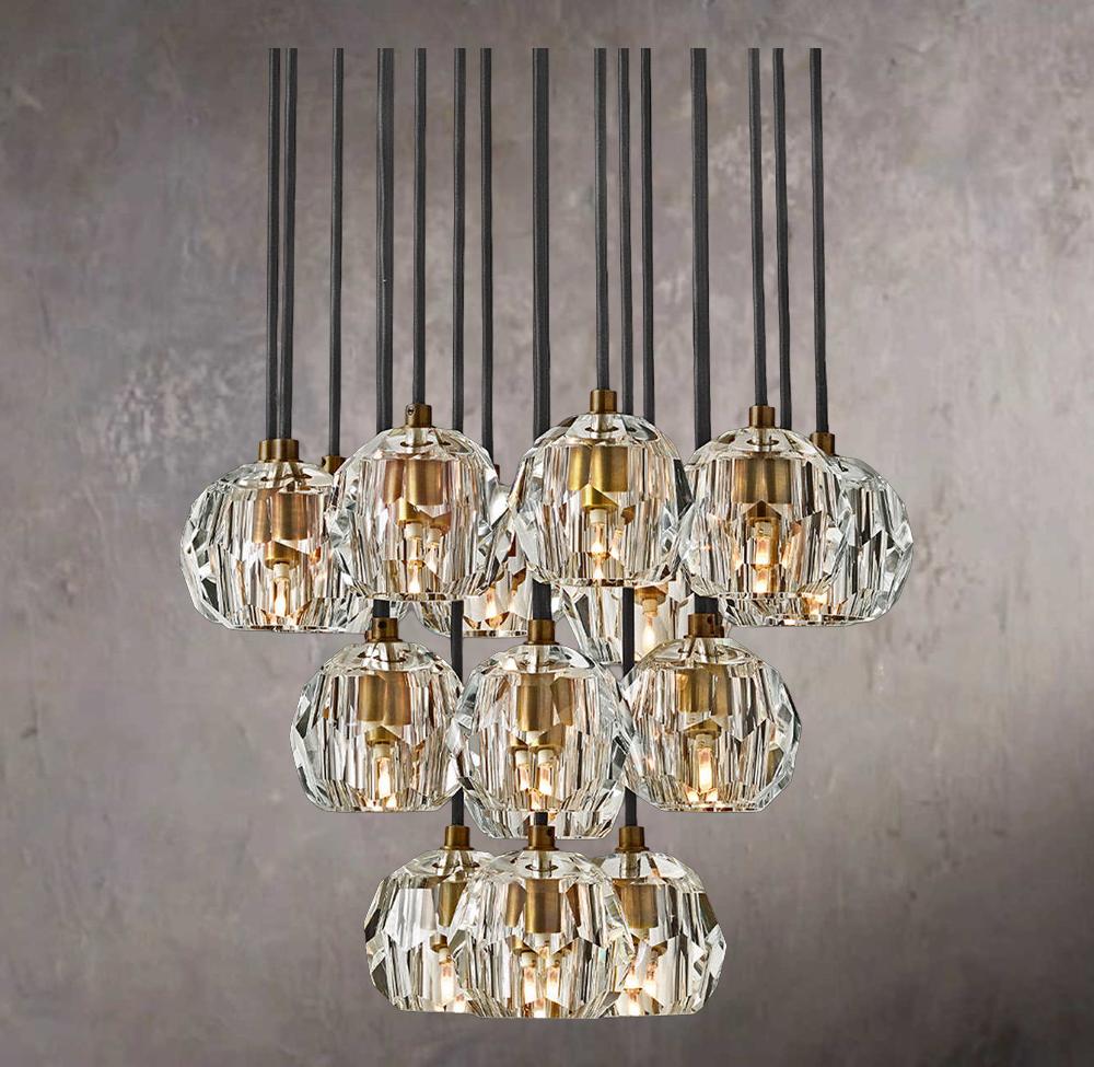 Crystal Sphere Clear Glass Cluster Chandelier 19" - Image 1