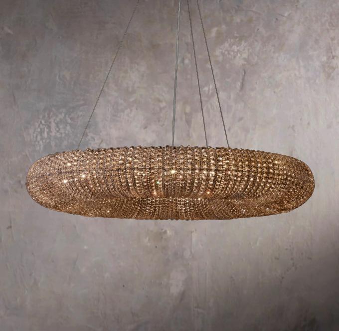 Crystal Ring Smoky Circular LED Pendant Light 41" - Image 1