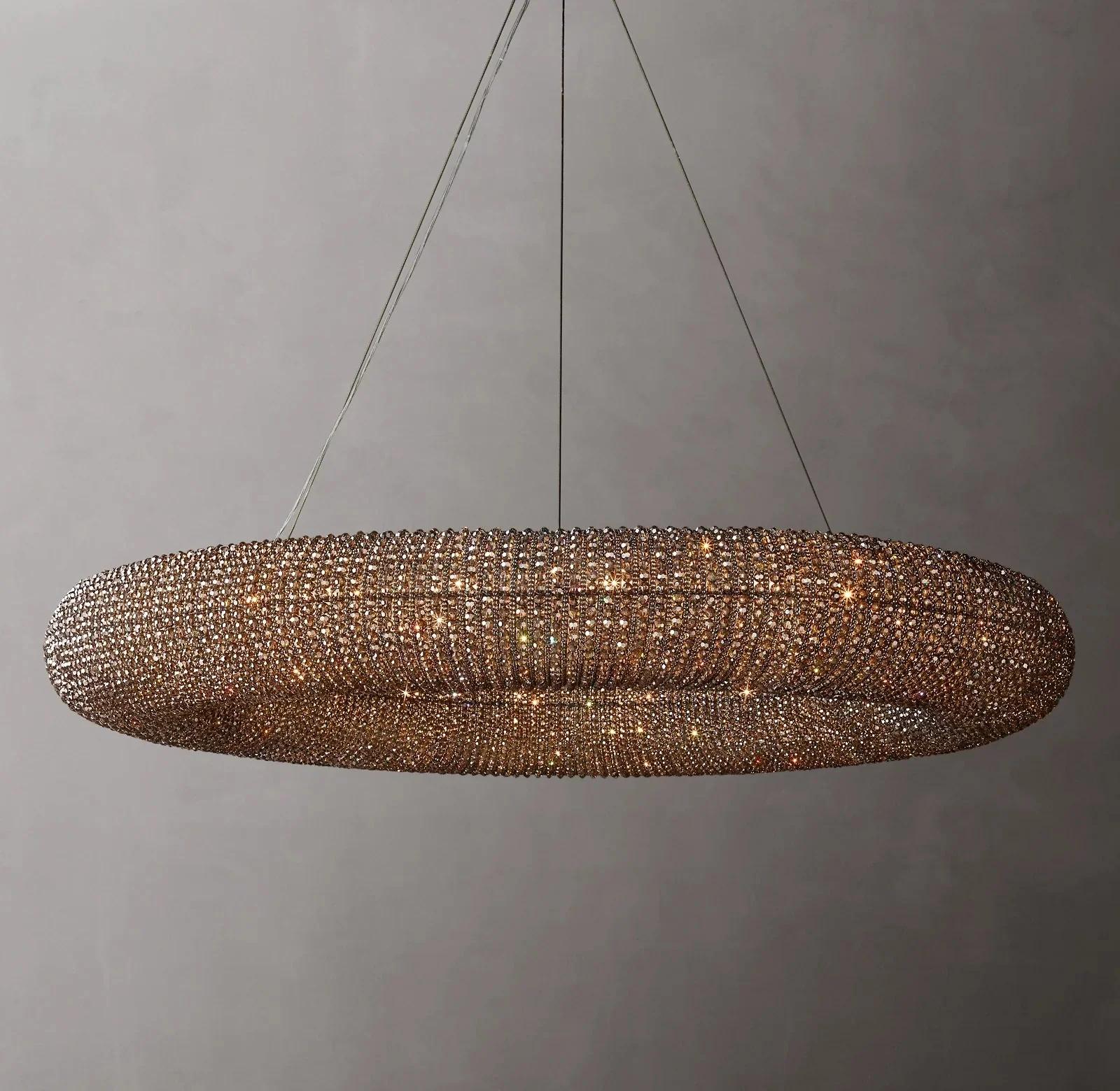 72" Crystal Ring Smoky Glass LED Pendant Chandelier - Image 2