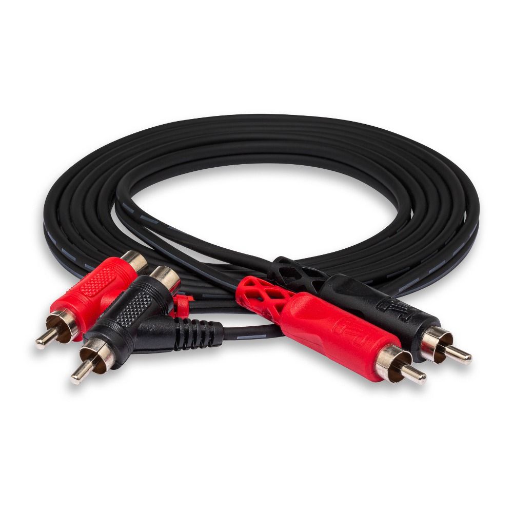 Hosa CRA201R Stereo Interconnect Dual RCA to Dual Right-Angle RCA (1m) - Image 1