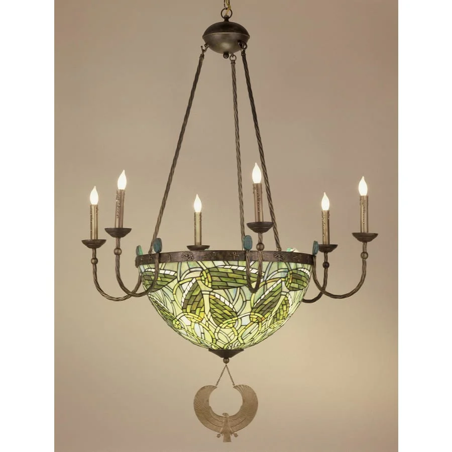 Meyda Tiffany Stained Glass / Tiffany 10 Light Up / Down Lighting Chandelier from the Lotus Bud Collection - Image 1