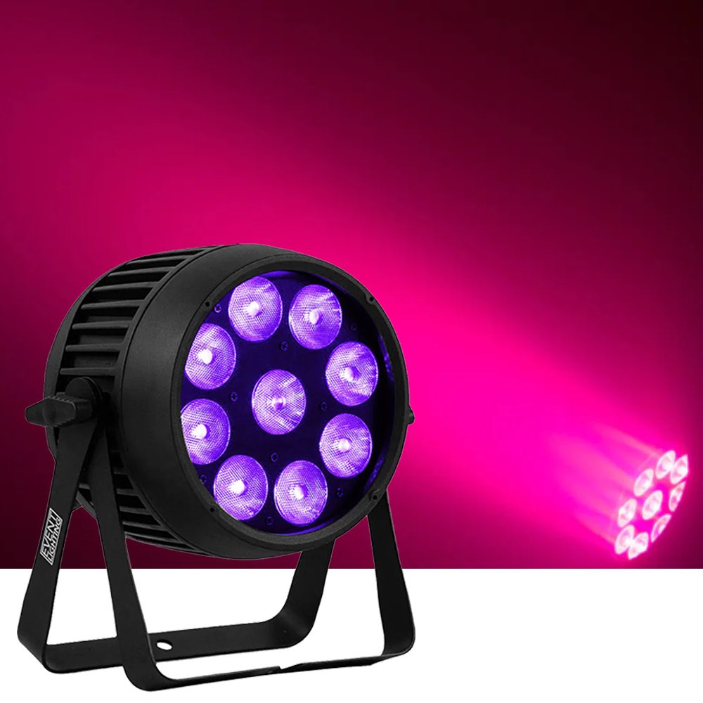 Event Lighting PAR9X12BH-IP Outdoor Battery Par Can 9x12W RGBWAU w/ Wireless DMX - Image 1