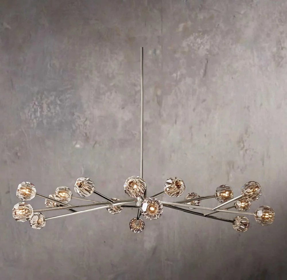 Crystal Globe Clear Glass Round Chandelier 72" - Image 2