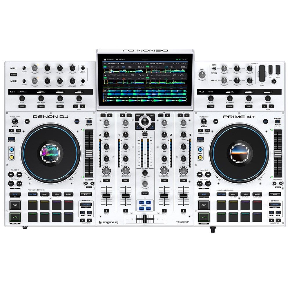 Denon Prime 4+ Standalone 4-Deck DJ System (Special Edition White) - Image 1