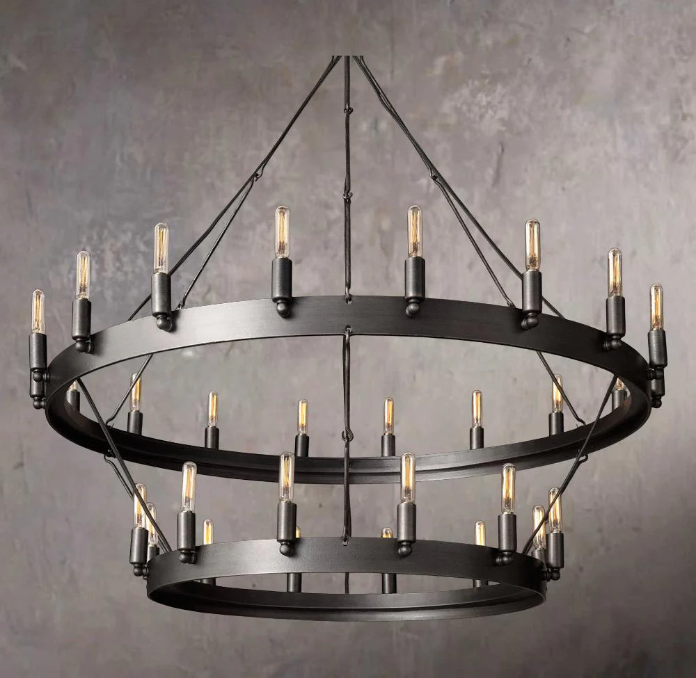 Camino Retro-Style Filament Double-Layer Chandelier 38" - Image 1