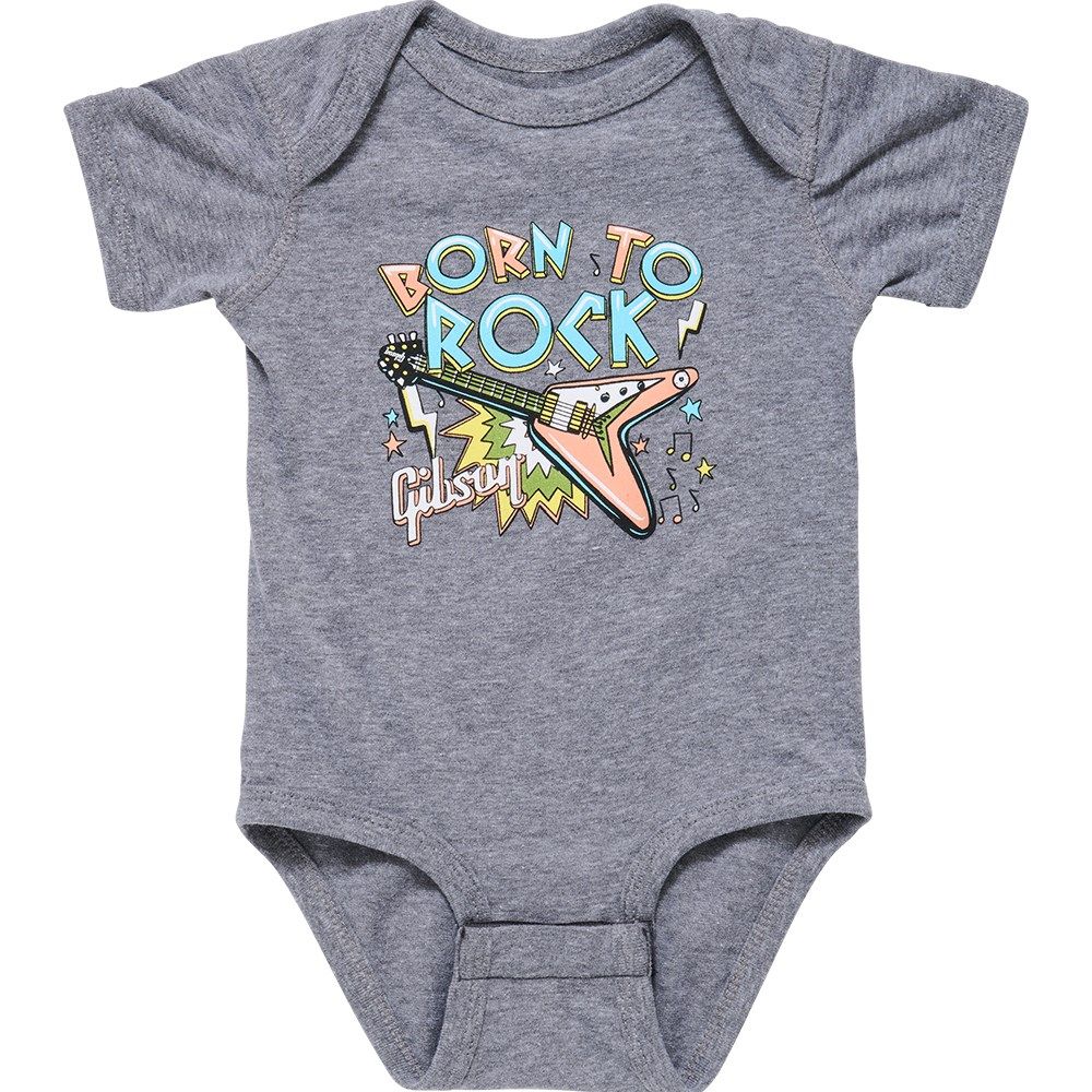 Gibson Born To Rock Baby Onesie (Gray) 6/12M - Image 1
