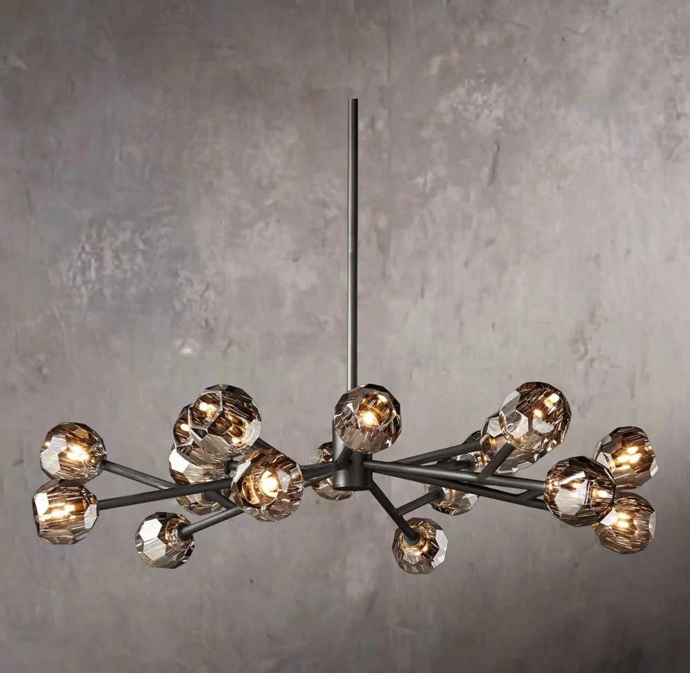 Crystal Globe Smoked Glass Circular Chandelier 48" - Image 3