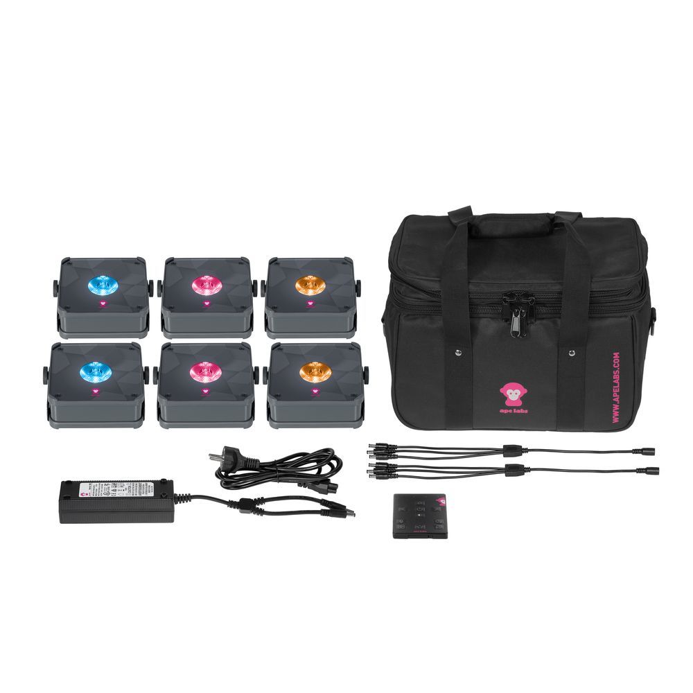 Ape Labs Apelight Mini V2 Tour Pack w/ 6x Compact Lights (Grey) inc Soft Bag - Image 1