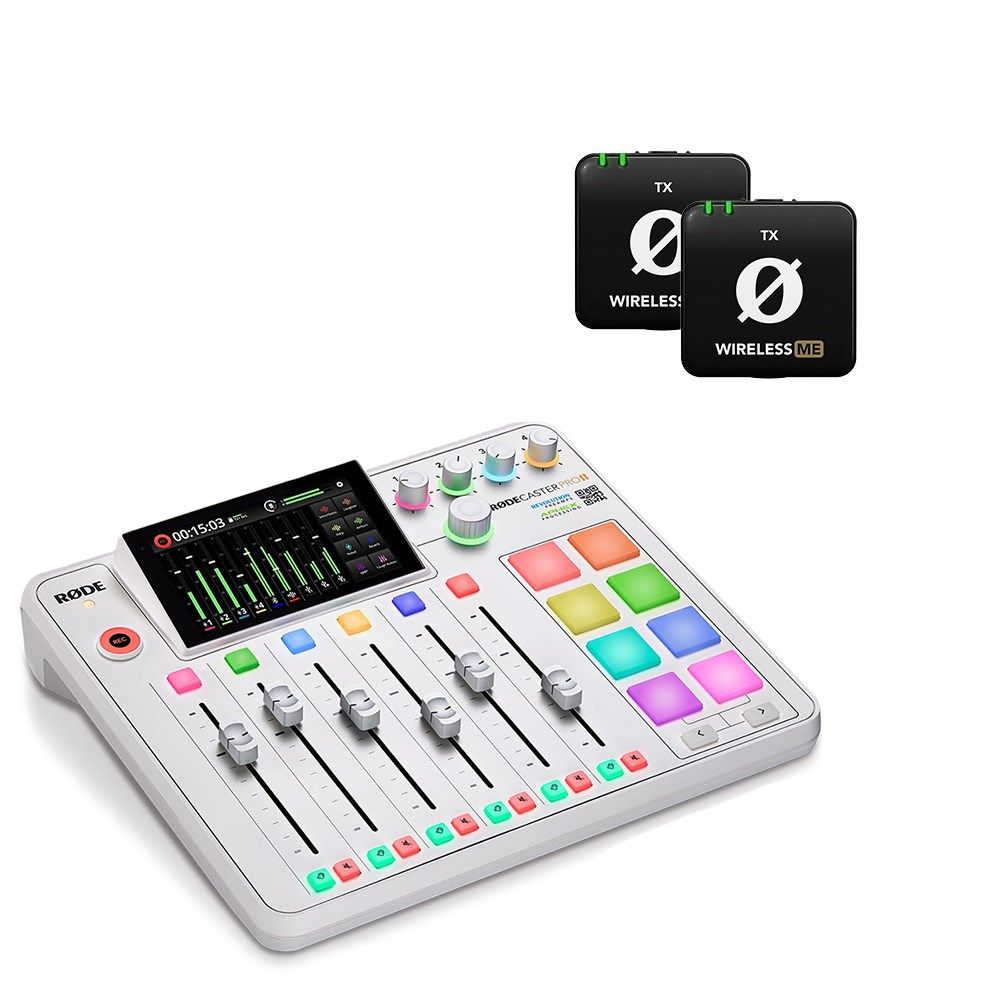Rode RodeCaster Pro II Pack (White) w/ 2 x Wireless ME TX Transmitter Units - Image 1