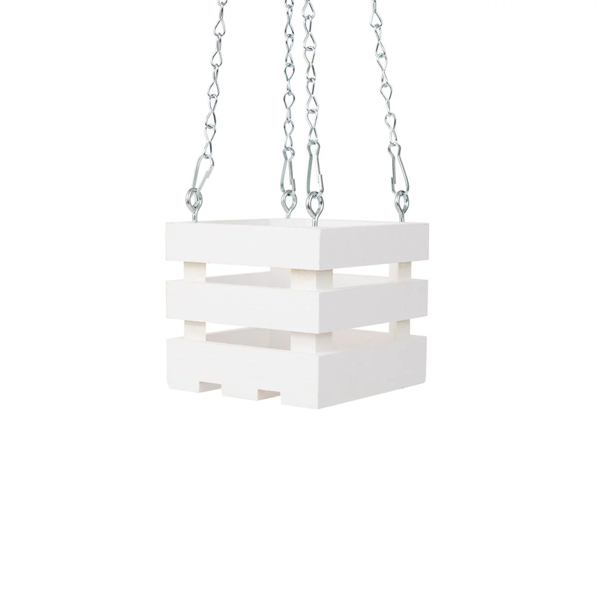 4 inch Wooden Vanda Basket with Hanger – White