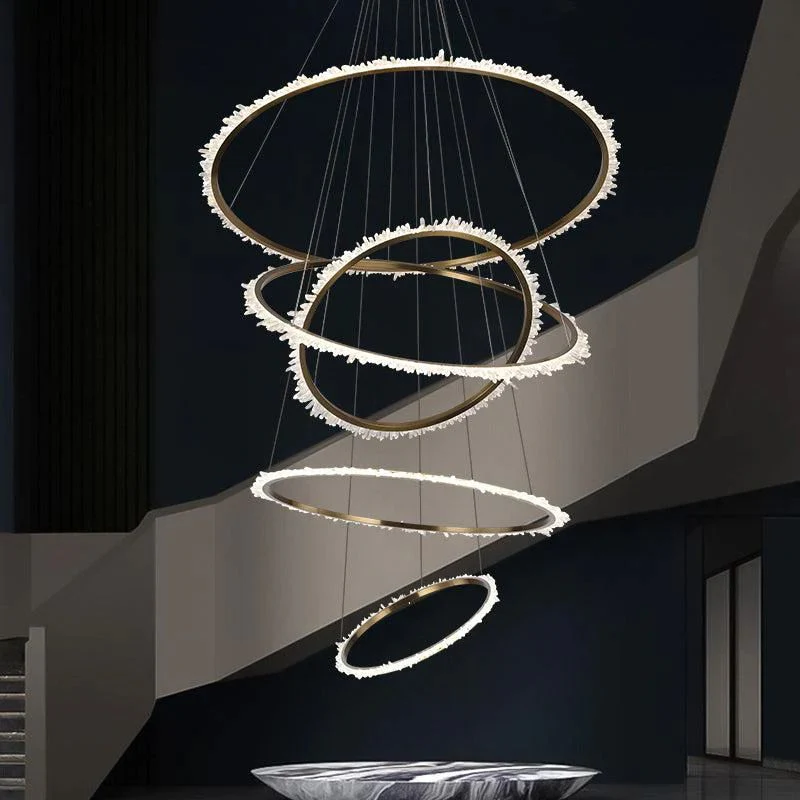 Rocast Crystal Multi Rings Chandelier For Staircase - Image 2