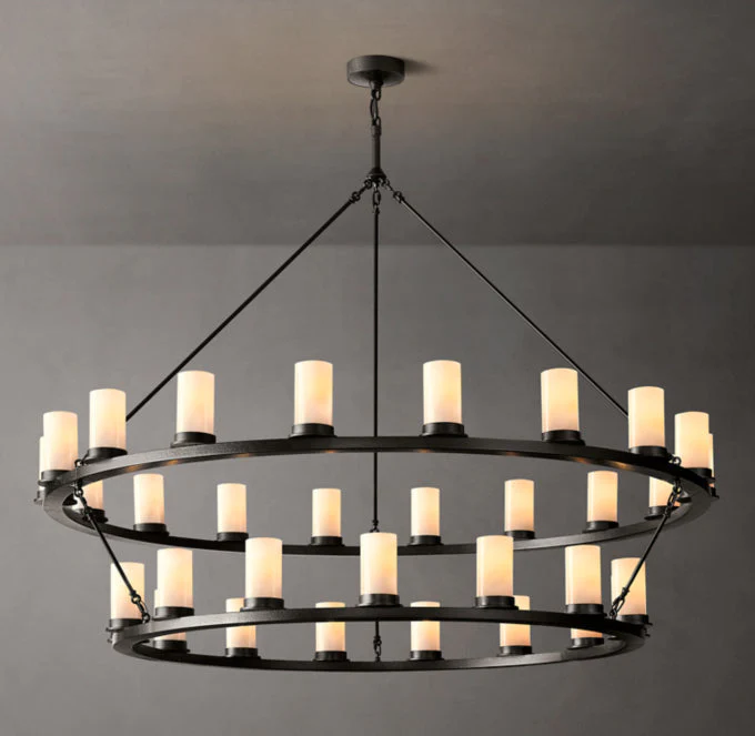 Ondra Double-Layer Frosted Glass Pendant Chandelier 60" - Image 2