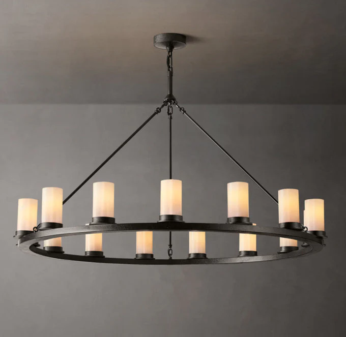 Ondra Circular Opal Glass Pendant Light 48" - Image 3