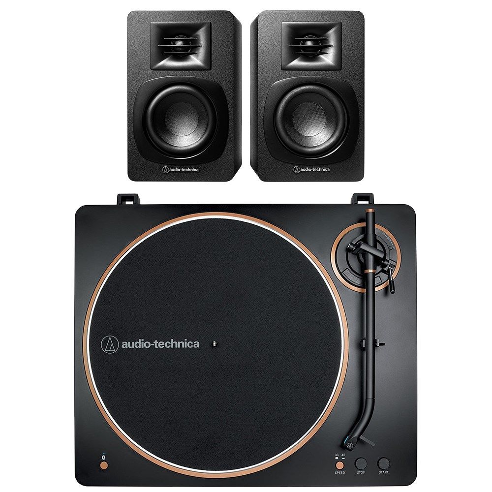 Audio Technica LP70X BT Turntable Bundle w/ SP3X Speakers (Black/Bronze) - Image 1