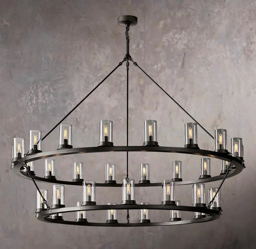 Ondra Double-Layer Transparent Glass Pendant Light 60" - Image 1