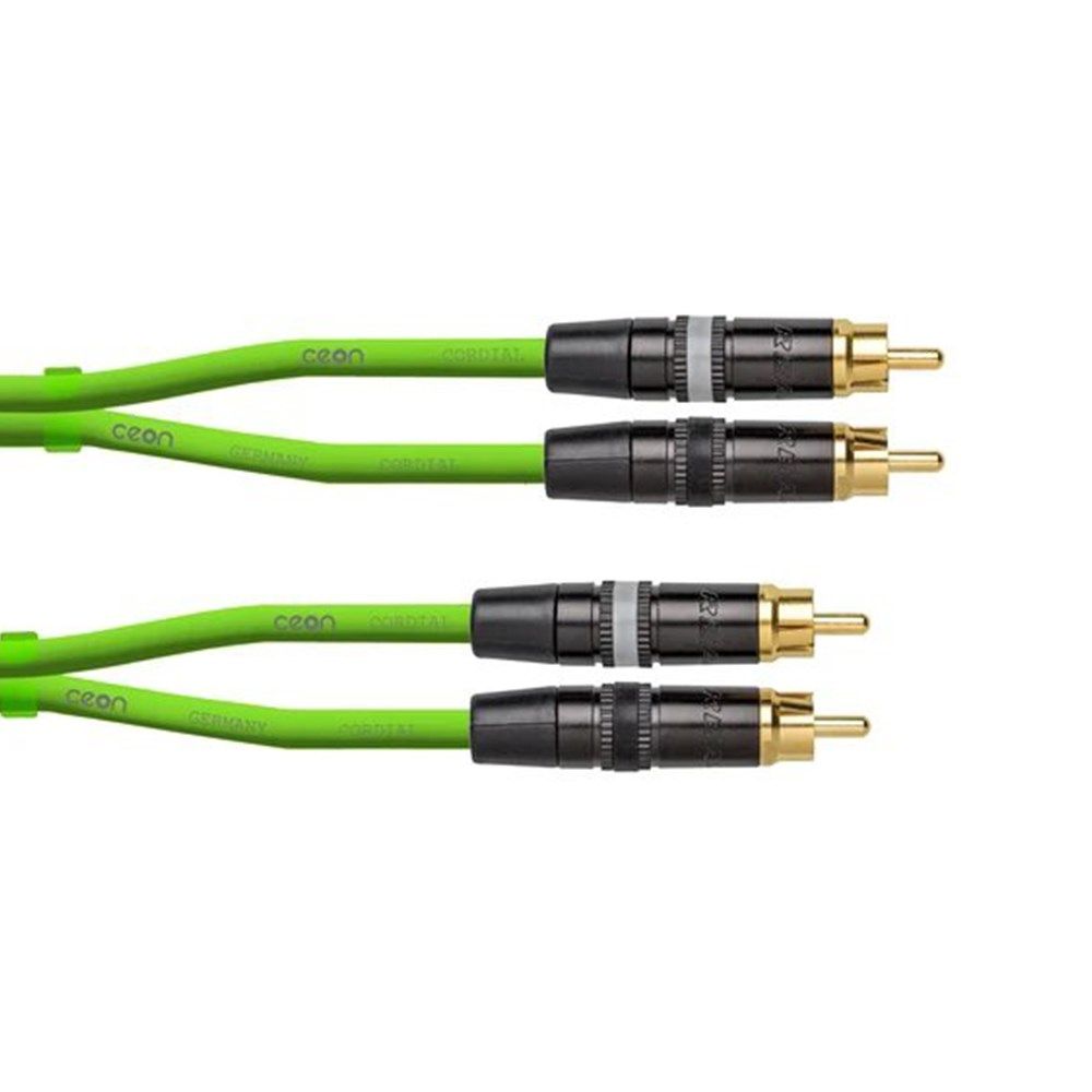 Cordial Ceon REAN 2x RCA Gold to 2x RCA Gold Cable (0.6m) (Green) - Image 1