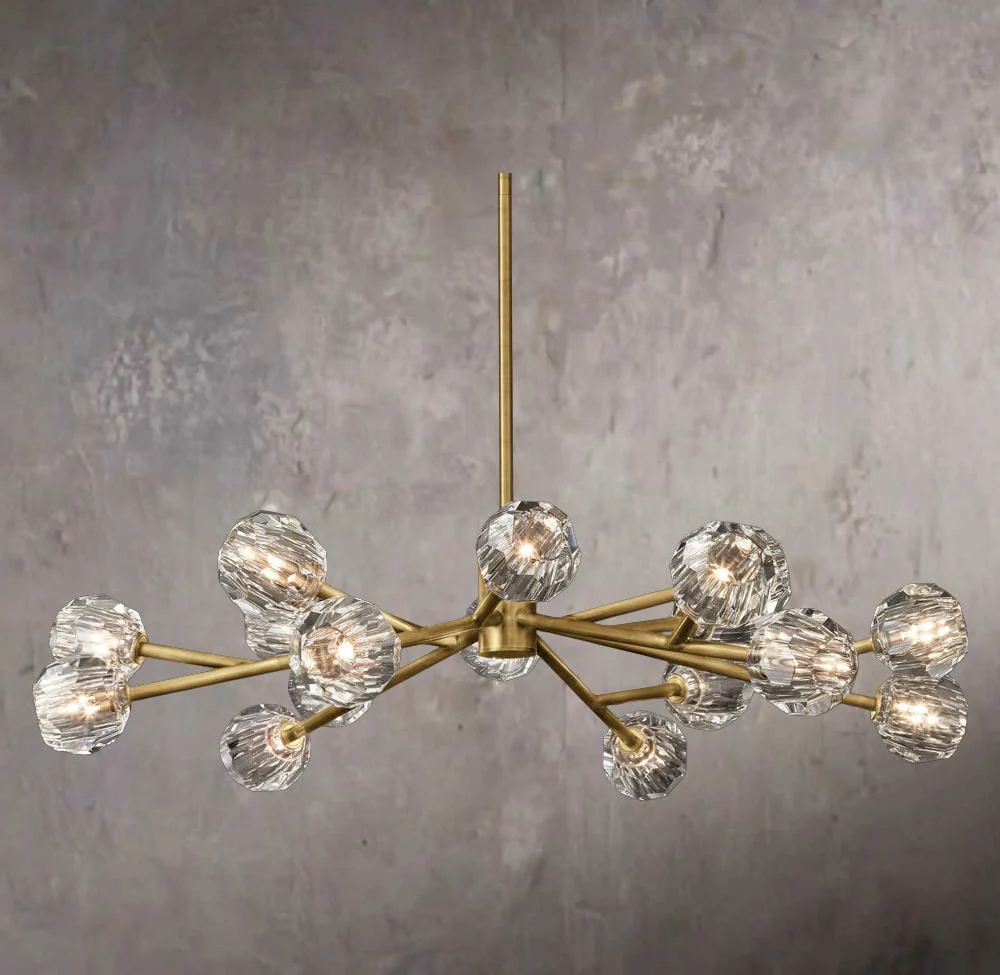 Crystal Sphere Clear Glass Round Chandelier 48″