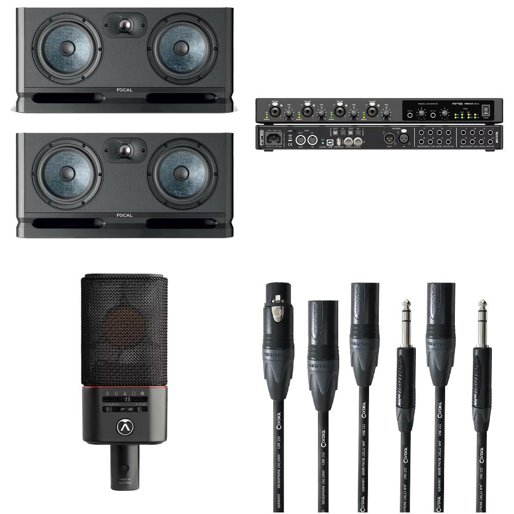 Focal Alpha Twin Evo Bundle w/ RME FF802FSAE Austrian Audio OC818 (Black) & Cables - Image 1