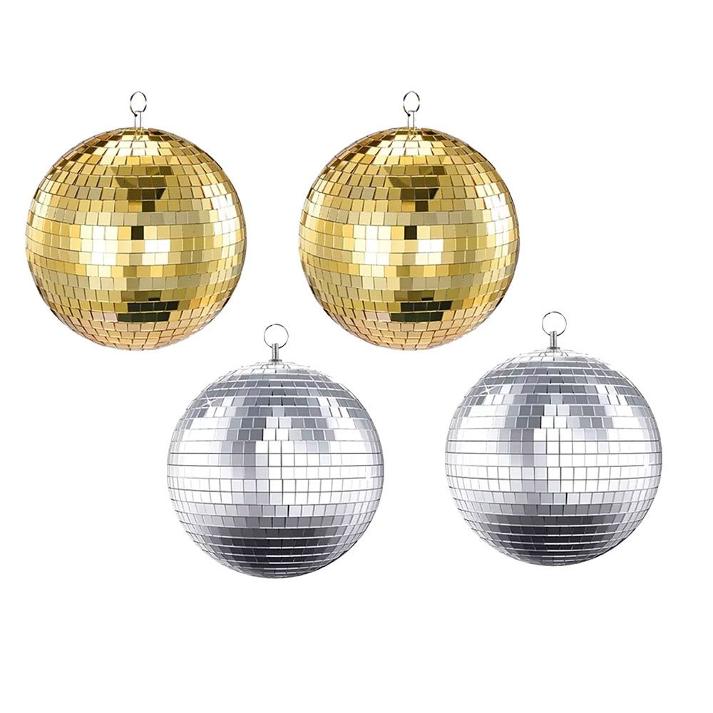 DL Mirror Ball 4Pack w/ 2 Silver & 2 Gold 10" Mirrorballs - Image 1