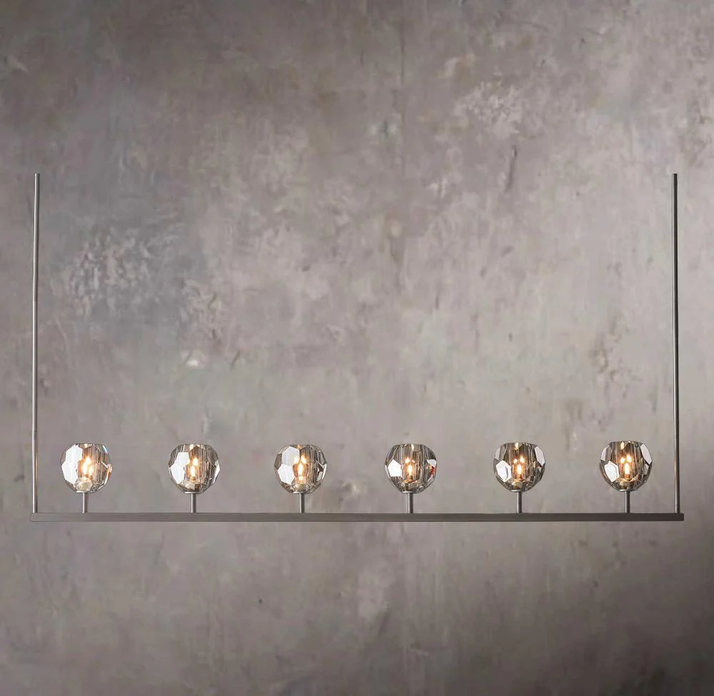 Crystal Orb Smoky Glass Linear Chandelier 60" - Image 3