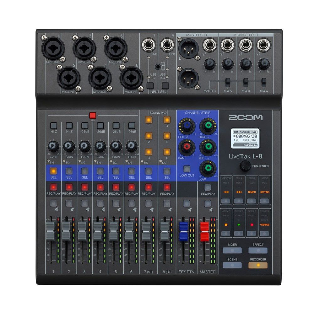 Zoom LiveTrak L-8 Digital Podcast Mixer & Recorder - Image 1