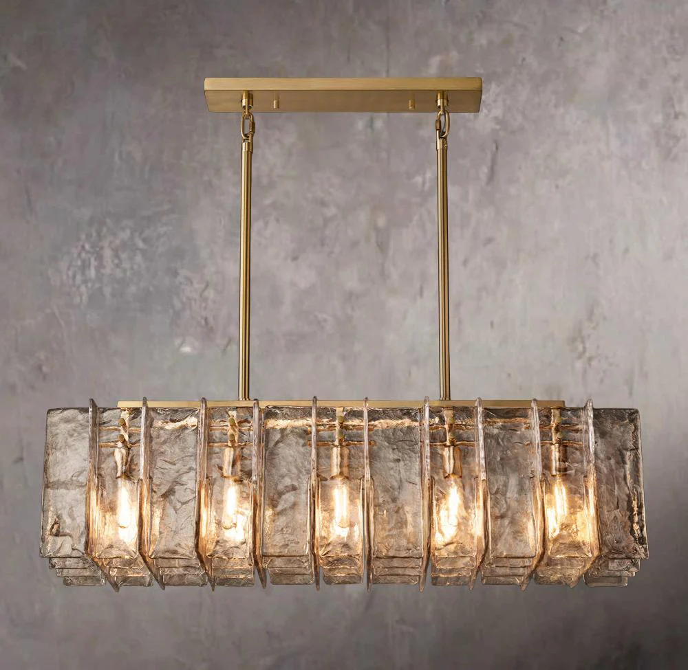 Gridded Smoke Glass Linear Chandelier 49" - Image 1