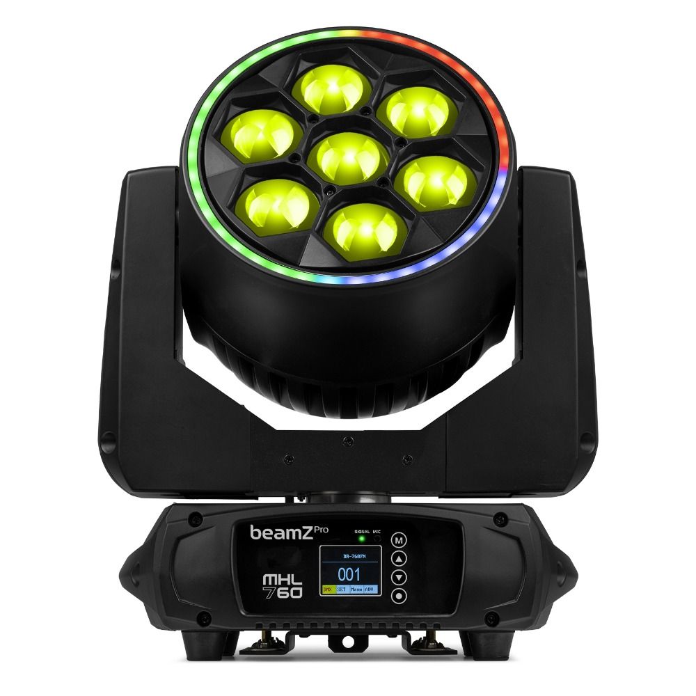 Beamz Pro MHL760 Bee Eye Wash Moving Head Light 7x60W - Image 1