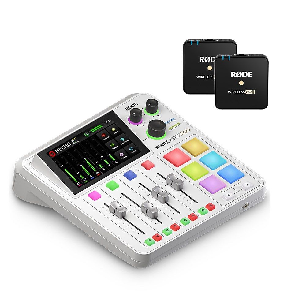 Rode RodeCaster Duo Pack (White) w/ 2x Wireless GO II TX Transmitter Units - Image 1