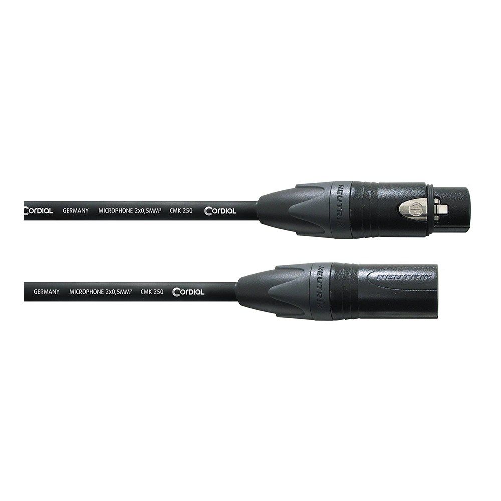 Cordial Peak CSM 250 - NEUTRIK XLR F Black Gold to XLR M Black Gold Cable (10m) - Image 1