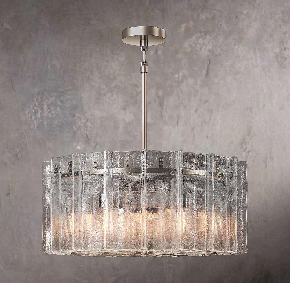 Grid Pattern Clear Glass Round Chandelier 37" - Image 2