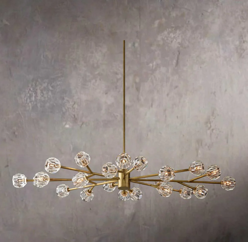 Crystal Sphere Transparent Glass Oval Chandelier 72″
