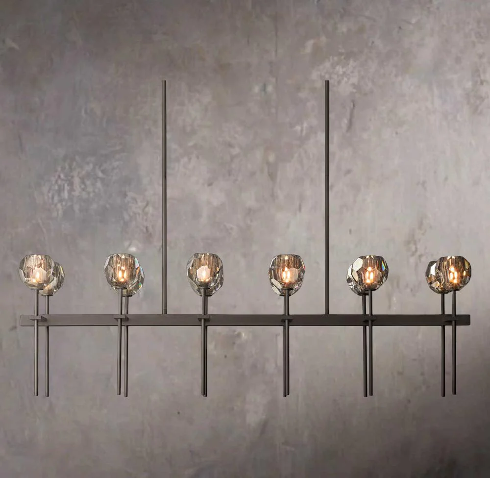 Crystal Sphere Smoke Glass Dual Linear Chandelier 60" - Image 3
