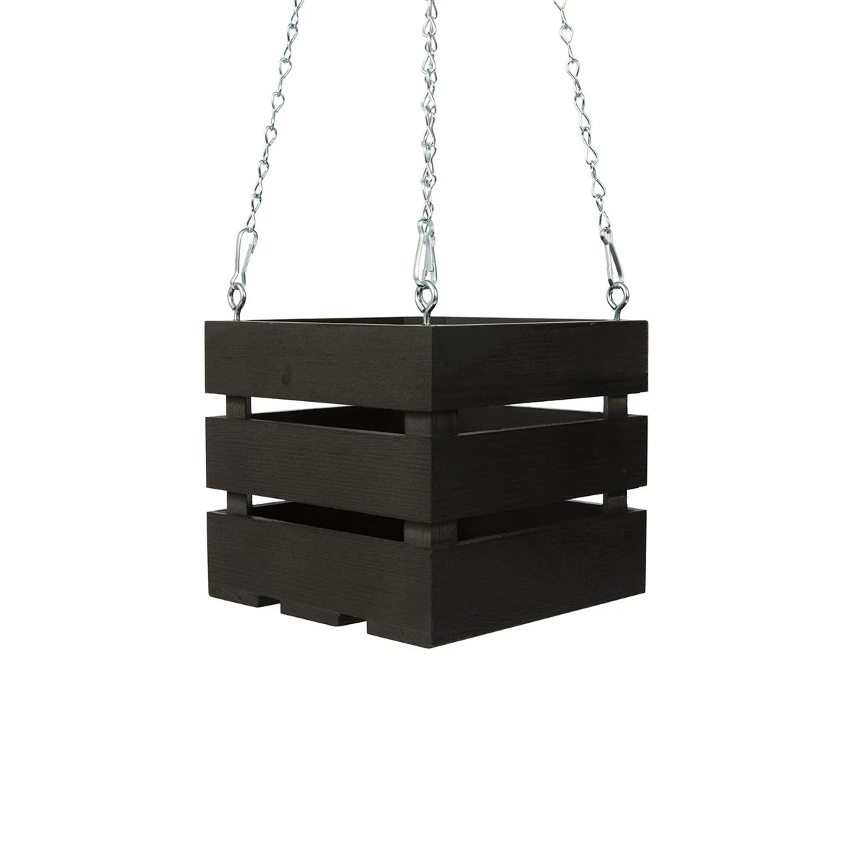 5 inch Wooden Vanda Basket with Hanger – Charcoal