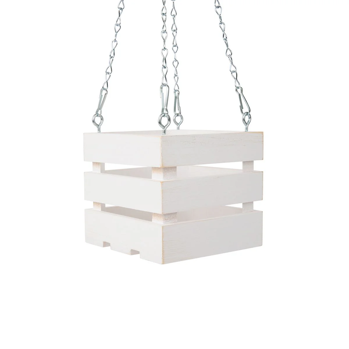 5 inch Wooden Vanda Basket with Hanger – White