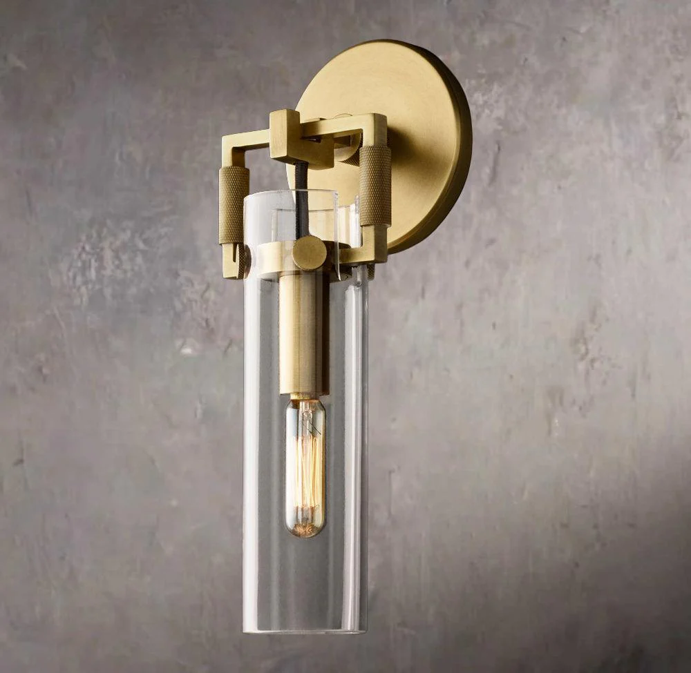 Industrial Glass Cylinder Wall Sconce 9" - Image 1