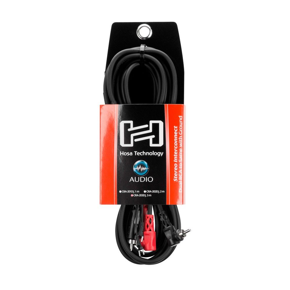 Hosa CRA203DJ Stereo Interconnect Dual RCA to Dual Right-Angle RCA (3m) - Image 1