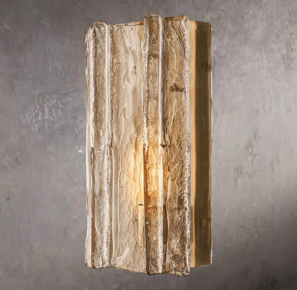 Latticed Smoke Glass Wall Sconce 15" - Image 1