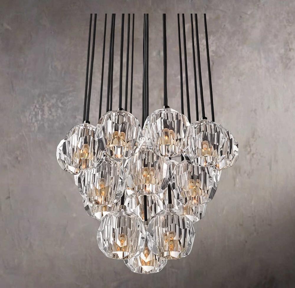 Crystal Sphere Clear Glass Cluster Chandelier 19" - Image 2