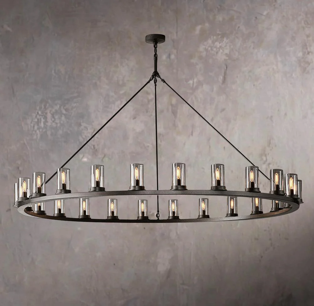 Ondra Circular Transparent Crystal Pendant Light 72" - Image 1
