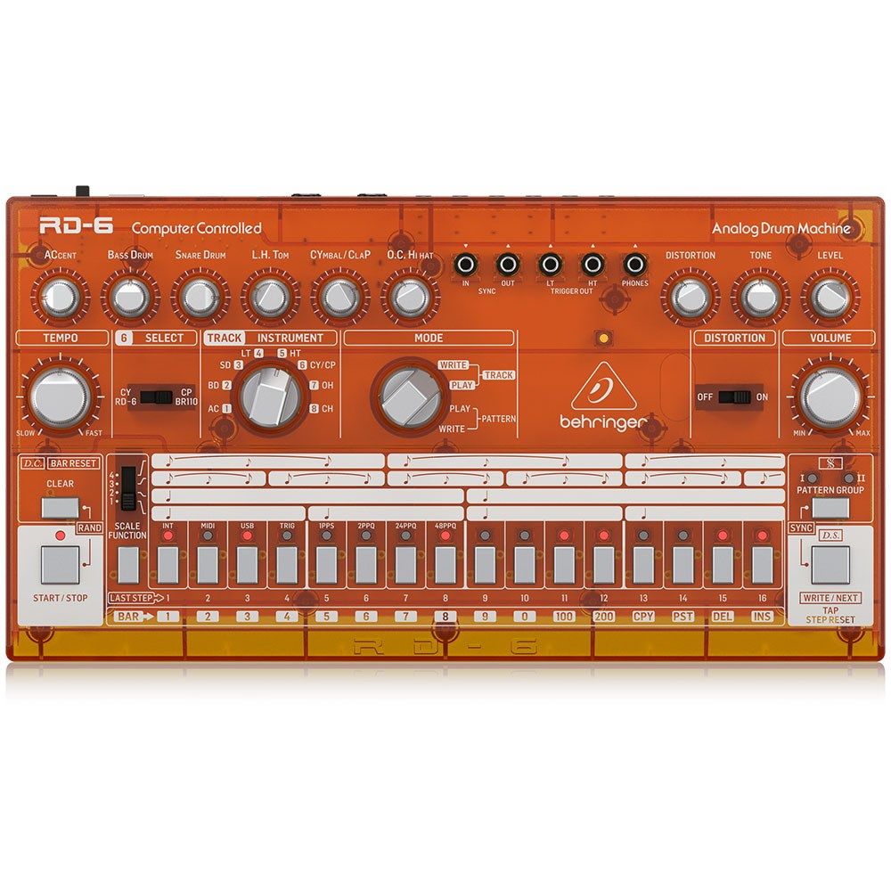 Behringer RD6 Classic 606 Analog Drum Machine w/ 16 Step Sequencer (Tangerine) - Image 1