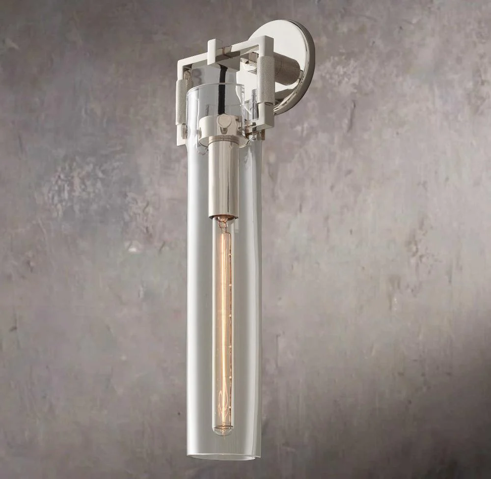 Industrial Glass Cylinder Wall Sconce 16" - Image 2
