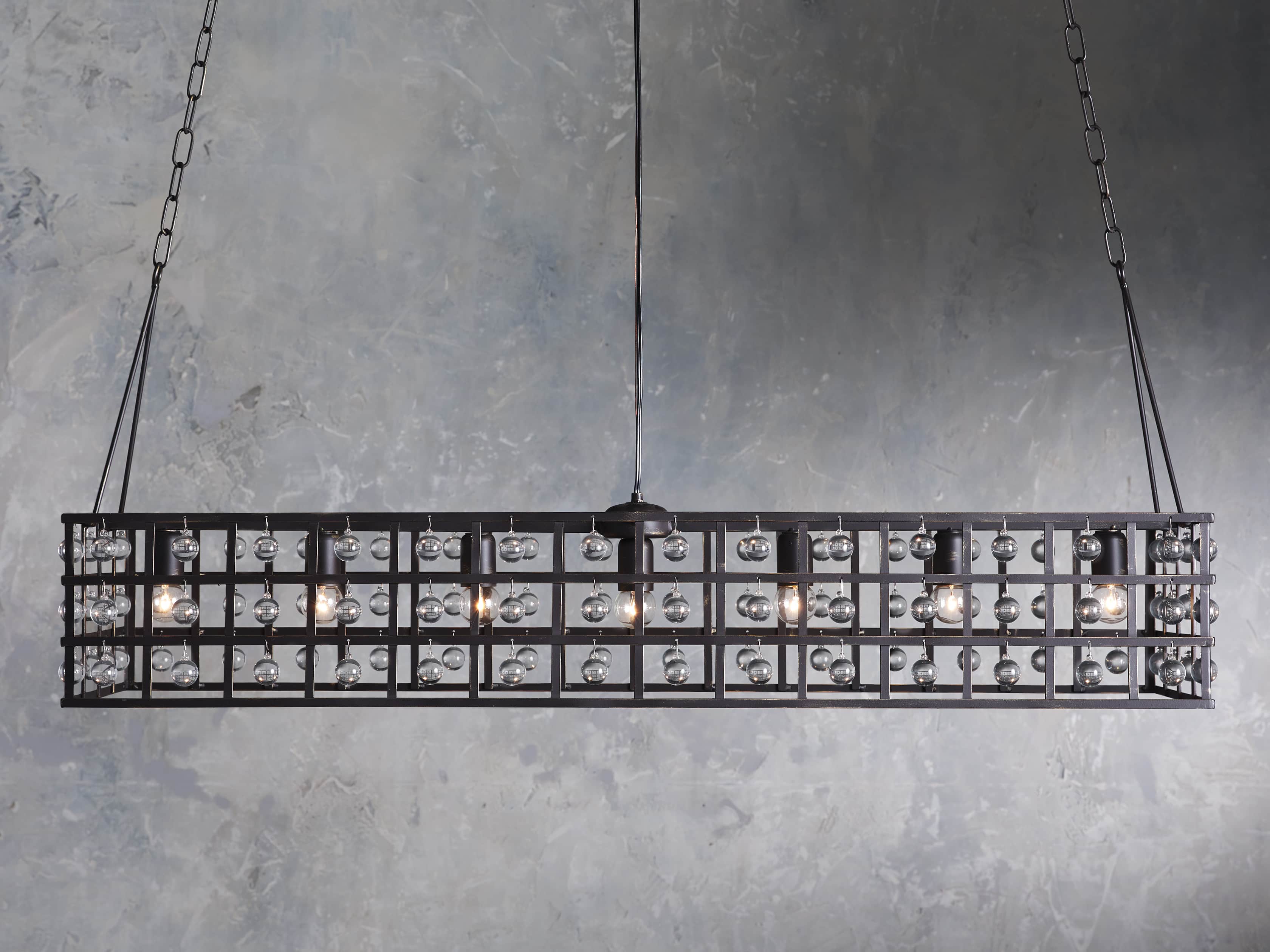 La Cage 50" Linear Hanging Light Fixture in Bronze - Image 2