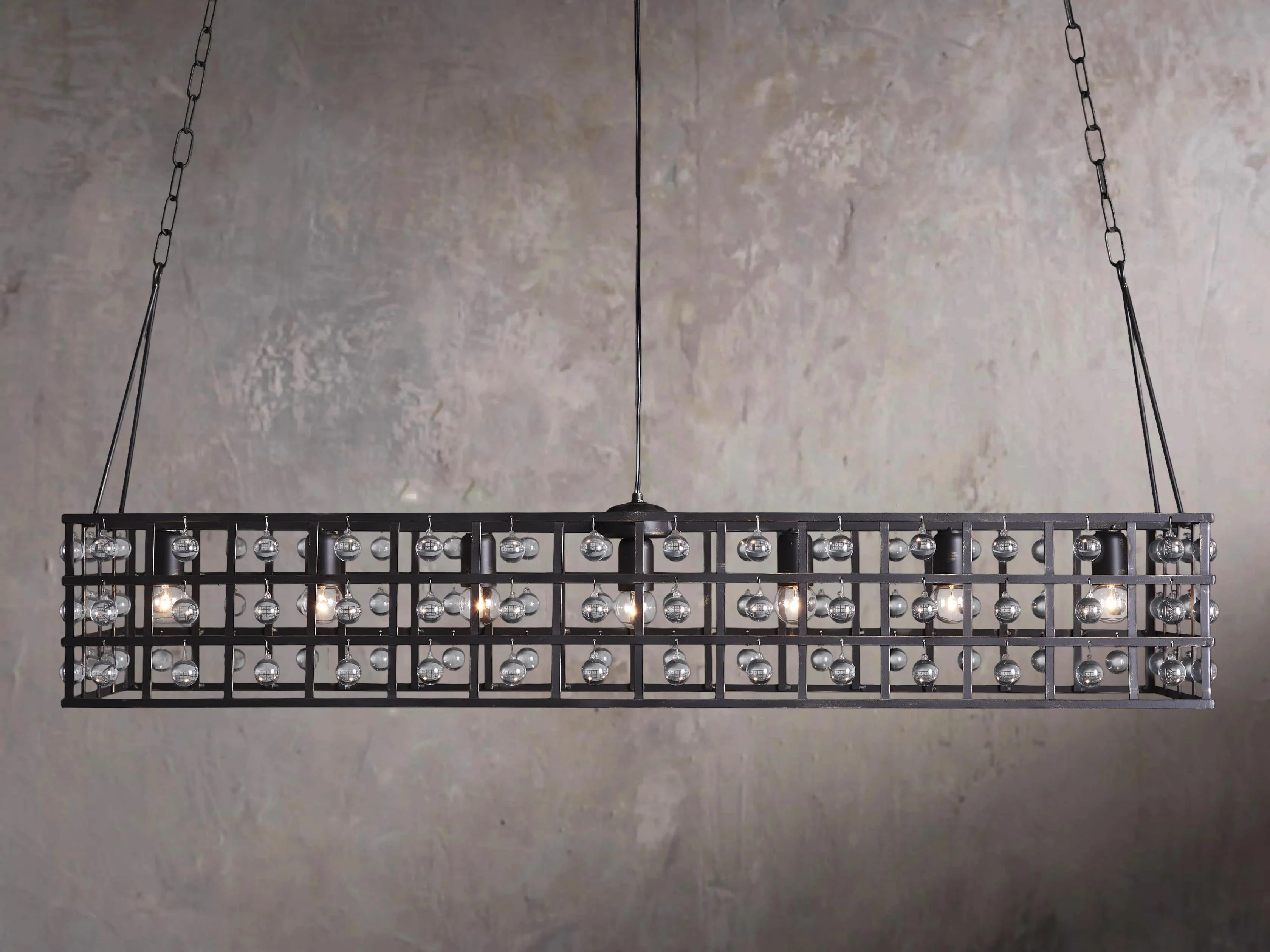 La Cage 50″ Linear Hanging Light Fixture in Bronze